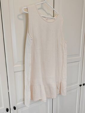 Light Pink Sleeveless Midi Dress - Minimal Ruffle Hem